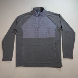 Johnnie-O Meteor‎ Quilted 1/4 Zip Men's M Gray Pockets Stretch Golf Soft Comfort